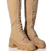 AMBROSE LACE UP BOOT IN TAN -Azalea Wang store ambrose lace up boot in tan tan 1 1