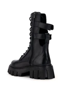 GENUINE LEATHER ASPECT LACE UP BOOTIE IN BLACK -Azalea Wang store aspect genuine leather lace up bootie in black black 4 4