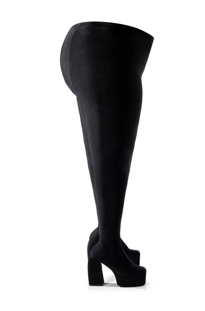 PLUS AZALEA WANG STAR STRETCH CHUNKY HEEL PANT BOOT IN BLACK 4 PLUS AZALEA WANG STAR STRETCH CHUNKY HEEL PANT BOOT IN BLACK - Image 2