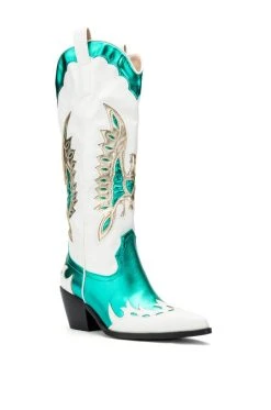 AZALEA WANG SHOW ME OFF COWBOY BOOT IN GREEN -Azalea Wang store azalea wang alpoline wedge boot in green green 3 3