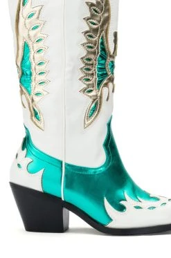 AZALEA WANG SHOW ME OFF COWBOY BOOT IN GREEN -Azalea Wang store azalea wang alpoline wedge boot in green green 5 5