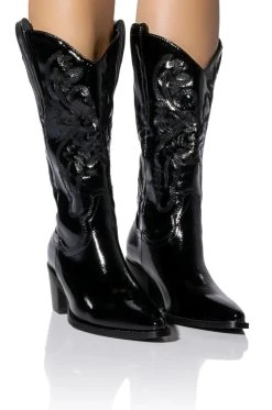 AZALEA WANG ANDREA CHUNKY WESTERN BOOT IN BLACK