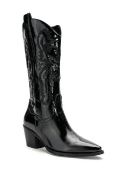 AZALEA WANG ANDREA CHUNKY WESTERN BOOT IN BLACK -Azalea Wang store azalea wang andrea chunky western boot in black black 3 3 c1