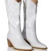 AZALEA WANG ANDREA CHUNKY WESTERN BOOT IN WHITE -Azalea Wang store azalea wang andrea chunky western boot in white white 1 1 c1