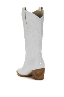AZALEA WANG ANDREA CHUNKY WESTERN BOOT IN WHITE -Azalea Wang store azalea wang andrea chunky western boot in white white 4 4 c1