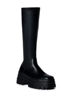 AZALEA WANG ARETHA STRETCH BOOT WITH 4 WAY STRETCH IN BLACK -Azalea Wang store azalea wang aretha stretch boot in black black 3 3