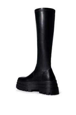 AZALEA WANG ARETHA STRETCH BOOT WITH 4 WAY STRETCH IN BLACK -Azalea Wang store azalea wang aretha stretch boot in black black 4 4