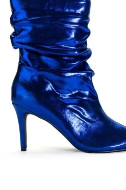 AZALEA WANG ARIELLA SLOUCH STILETTO BOOTIE IN BLUE -Azalea Wang store azalea wang ariella slouch stiletto bootie in blue blue 5 5