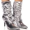 AZALEA WANG ARIELLA SLOUCH STILETTO BOOTIE IN SILVER -Azalea Wang store azalea wang ariella slouch stiletto bootie in silver silver 1 1