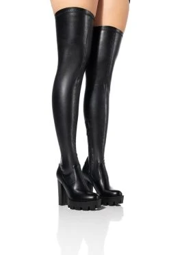 AZALEA WANG ASHLAND KNEE HIGH BOOT WITH 4 WAY STRETCH IN BLACK