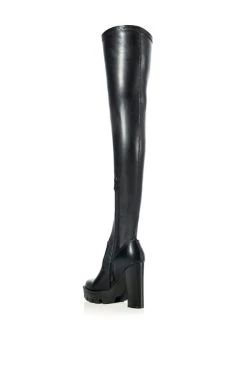 AZALEA WANG ASHLAND KNEE HIGH BOOT WITH 4 WAY STRETCH IN BLACK -Azalea Wang store azalea wang ashland knee high boot in black black 4 4