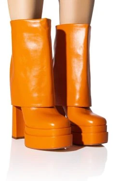 AZALEA WANG BABY FOLD OVER BOOTIE IN ORANGE