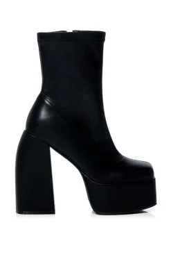 AZALEA WANG BE YOUR GIRL CHUNKY PLATFORM BOOTIE WITH 4 WAY STRETCH IN BLACK