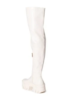 AZALEA WANG BIG STEPPER THIGH HIGH FLATFORM BOOT IN CREAM -Azalea Wang store azalea wang big stepper thigh high flatform boot in cream cream 4 4