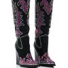 AZALEA WANG BILLINGS EMBELLISHED WESTERN BOOT IN BLACK -Azalea Wang store azalea wang billings embellished western boot in black black 1 1