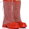 AZALEA WANG BLOOMFIELD EMBELLISHED BOOT IN RED