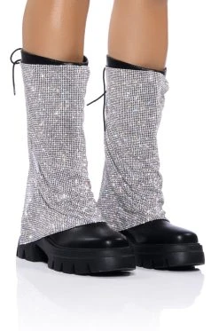 AZALEA WANG BLOOMFIELD EMBELLISHED BOOT IN SILVER