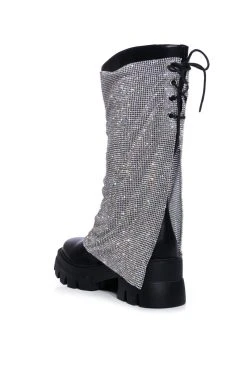 AZALEA WANG BLOOMFIELD EMBELLISHED BOOT IN SILVER -Azalea Wang store azalea wang bloomfield embellished boot in silver silver 4 4