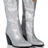 AZALEA WANG BOOSTS SILVER EMBELLISHED WESTERN BOOT -Azalea Wang store azalea wang boosts silver embellished western boot white 1 1