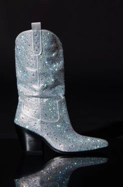 AZALEA WANG BOOSTS SILVER EMBELLISHED WESTERN BOOT -Azalea Wang store azalea wang boosts silver embellished western boot white 4 4