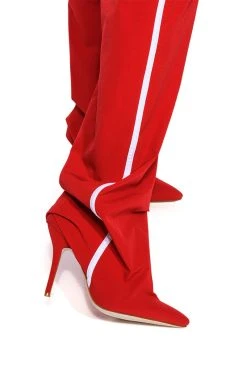 AZALEA WANG TRACK PANT BOOT IN RED 14 AZALEA WANG TRACK PANT BOOT IN RED -Azalea Wang store azalea wang boot track pant in sage red red 5 5