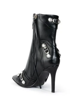 AZALEA WANG BROOKLYN PU BOOTIE IN BLACK -Azalea Wang store azalea wang brooklyn baby stiletto bootie in black black 5 5