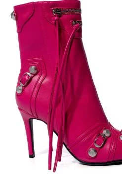 AZALEA WANG BROOKLYN PU BOOTIE IN PINK -Azalea Wang store azalea wang brooklyn pu bootie in pink pink 5 5