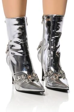 AZALEA WANG BROOKLYN STILETTO BOOTIE IN SILVER -Azalea Wang store azalea wang brooklyn stiletto bootie in silver silver 1 1