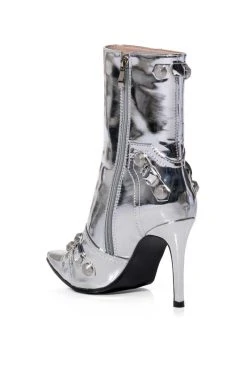 AZALEA WANG BROOKLYN STILETTO BOOTIE IN SILVER -Azalea Wang store azalea wang brooklyn stiletto bootie in silver silver 4 4