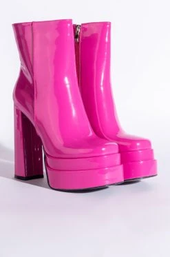 AZALEA WANG CANDY PAINT CHUNKY PLATFORM BOOTIE IN FUCHSIA -Azalea Wang store azalea wang candy paint chunky platform bootie in fuchsia fuchsia 4 4