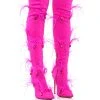 AZALEA WANG CAROLYN FEATHER EMBELLISHED PINK BOOT