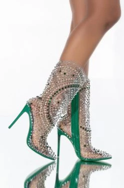 AZALEA WANG CENTER OF ATTENTION WESTERN STILETTO BOOTIE IN GREEN