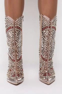 AZALEA WANG CENTER OF ATTENTION WESTERN STILETTO BOOTIE IN NUDE -Azalea Wang store azalea wang center of attention stiletto bootie in nude nude 3 3