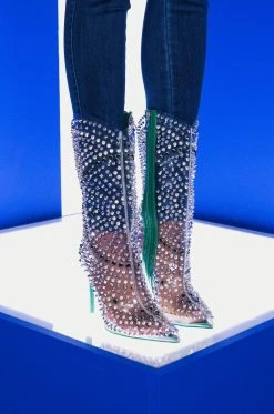 AZALEA WANG CENTER OF ATTENTION WESTERN STILETTO BOOTIE IN GREEN -Azalea Wang store azalea wang center of attention western stiletto bootie in green green 1 1