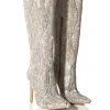 AZALEA WANG CLASSY RHINESTONE ENCRUSTED STILETTO BOOT IN SILVER -Azalea Wang store azalea wang classy rhinestone encrusted stiletto boot in silver silver 1 1
