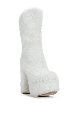 AZALEA WANG COZY CUTIE FAUX FUR CHUNKY PLATFORM BOOT IN WHITE -Azalea Wang store azalea wang cozy cutie faux fur chunky platform boot in white white 3 3