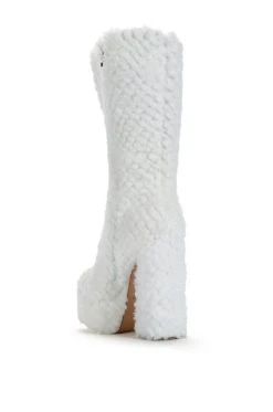 AZALEA WANG COZY CUTIE FAUX FUR CHUNKY PLATFORM BOOT IN WHITE -Azalea Wang store azalea wang cozy cutie faux fur chunky platform boot in white white 4 4