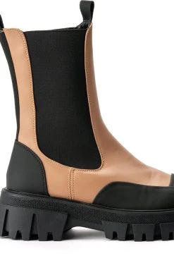 AZALEA WANG CRAZY LIKE ME FLATFORM BOOTIE IN SAND -Azalea Wang store azalea wang crazy like me flatform bootie in sand sand 5 5