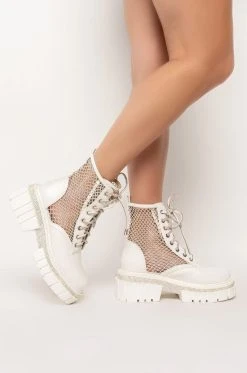 AZALEA WANG DIAMOND DRIP FLATFORM BOOTIE IN WHITE -Azalea Wang store azalea wang diamond drip flatform bootie in white white 2 2