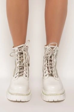 AZALEA WANG DIAMOND DRIP FLATFORM BOOTIE IN WHITE -Azalea Wang store azalea wang diamond drip flatform bootie in white white 3 3