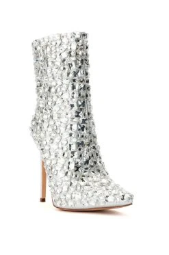 AZALEA WANG DIAMONDS ARE MY BESTIES STILETTO BOOTIE IN SILVER -Azalea Wang store azalea wang diamonds are my besties stiletto bootie in silver silver 3 3