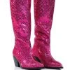 AZALEA WANG DRIVEN RHINESTONE WESTERN BOOT IN FUCHSIA