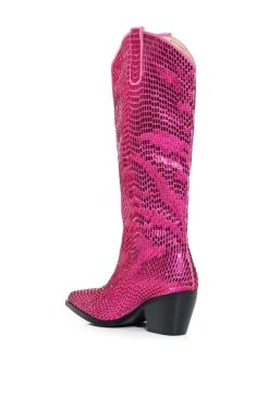 AZALEA WANG DRIVEN RHINESTONE WESTERN BOOT IN FUCHSIA -Azalea Wang store azalea wang driven rhinestone western boot in fuchsia fuchsia 4 4 c1