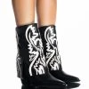 AZALEA WANG ESPERANZA WESTERN BOOTIE IN BLACK WHITE -Azalea Wang store azalea wang esperanza western bootie in black white black white 2 2