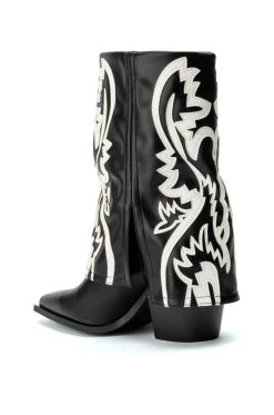 AZALEA WANG ESPERANZA WESTERN BOOTIE IN BLACK WHITE -Azalea Wang store azalea wang esperanza western bootie in black white black white 4 4
