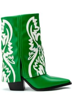 AZALEA WANG ESPERANZA WESTERN BOOTIE IN GREEN -Azalea Wang store azalea wang esperanza western bootie in green green 1 1