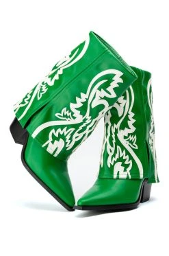 AZALEA WANG ESPERANZA WESTERN BOOTIE IN GREEN -Azalea Wang store azalea wang esperanza western bootie in green green 5 5