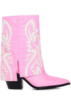 AZALEA WANG ESPERANZA WESTERN BOOTIE IN LIGHT PINK -Azalea Wang store azalea wang esperanza western bootie in light pink pink 2 2