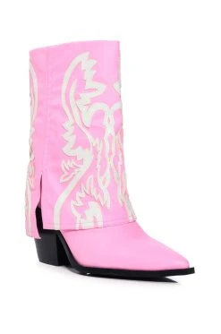 AZALEA WANG ESPERANZA WESTERN BOOTIE IN LIGHT PINK -Azalea Wang store azalea wang esperanza western bootie in light pink pink 3 3