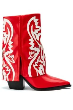 AZALEA WANG ESPERANZA WESTERN BOOTIE IN RED -Azalea Wang store azalea wang esperanza western bootie in red red 1 1